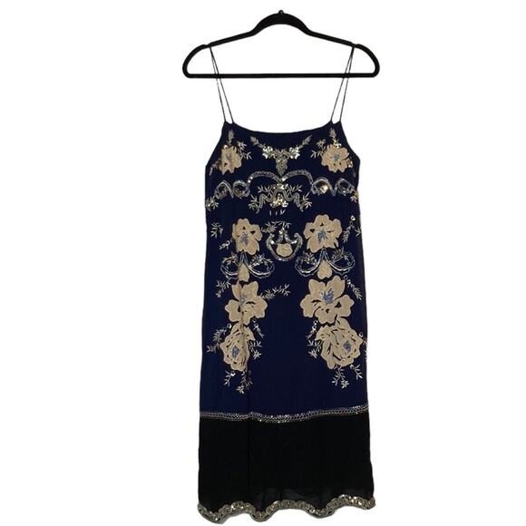 Anthropologie Dresses & Skirts - By Anthropologie Allaire Embroidered Floral Sequin Slip Dress Size S